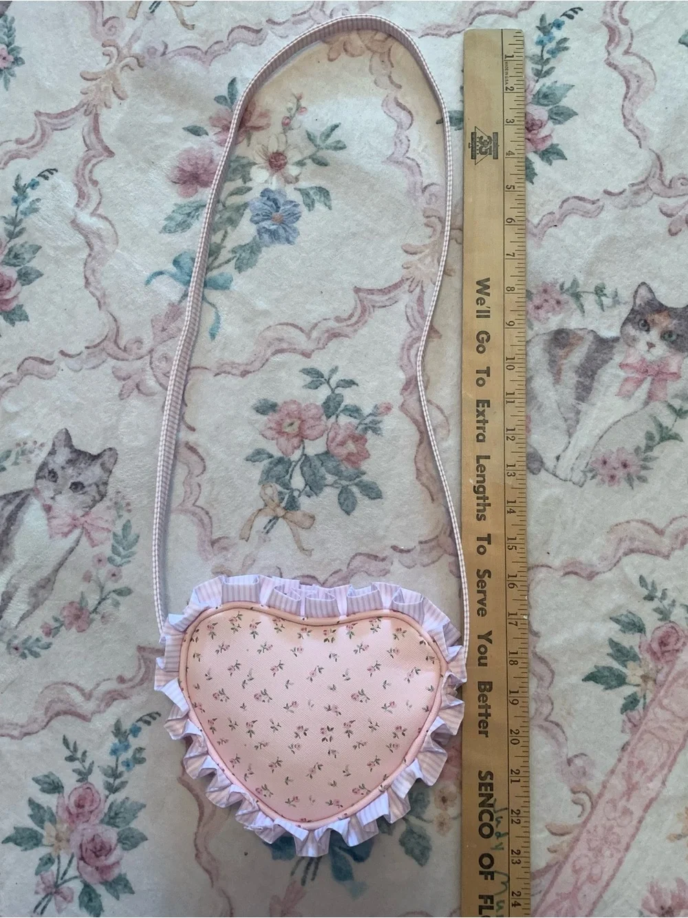 Girl's Heart-Shaped Pink Floral Purse